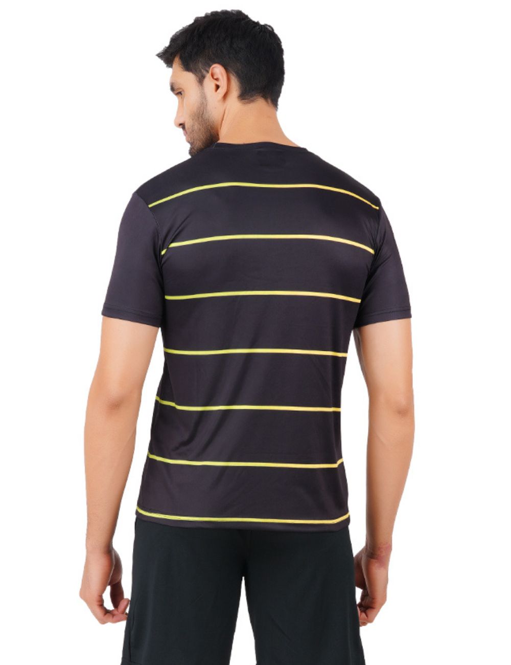 DRY FIT ROUND NECK T SHIRT - BLACK STRIPES S08