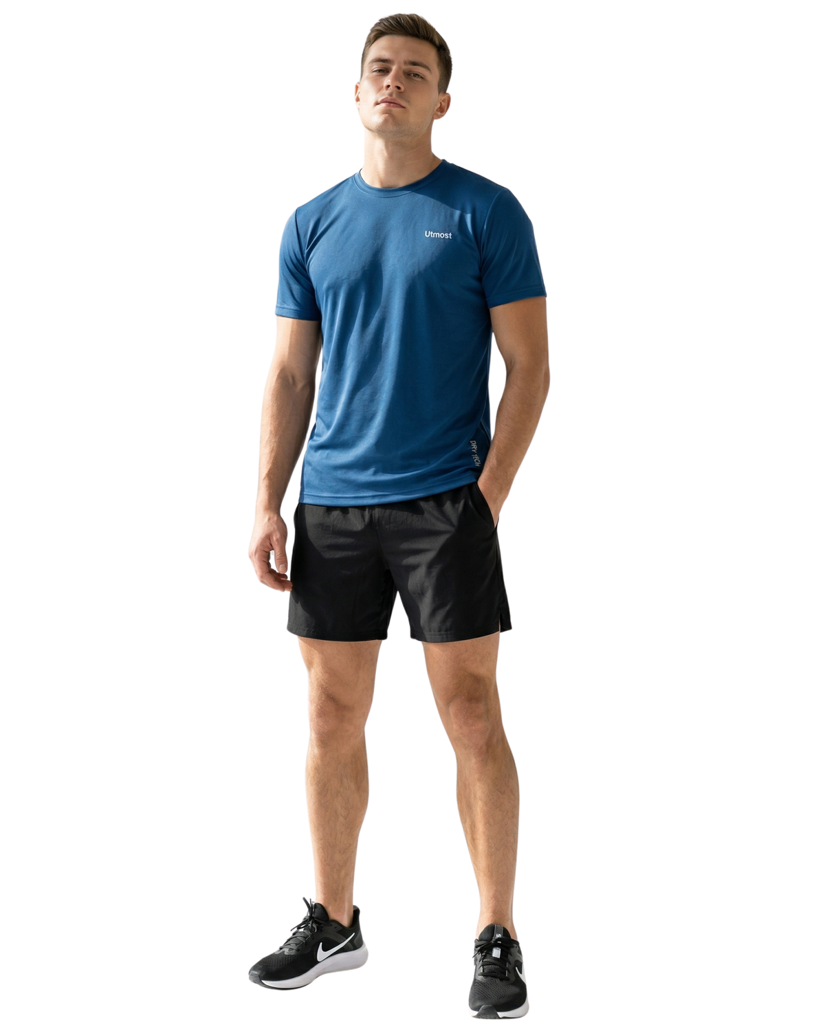 Light Weight Stretchable Plain Dry Fit T-Shirt (A39 Blue)