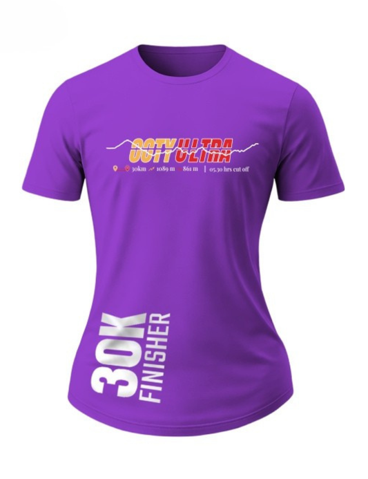 Ladies Fit - 30 K Finisher T-Shirt – Personalized with Name & Official Finish Time