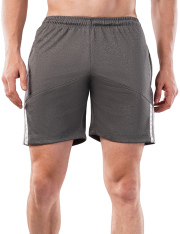 MEN'S ATHLETIC SHORTS WITH ZIP POCKET - B09 GREY