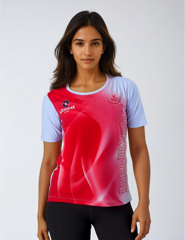 Ladies Polyester Graphic Print Dry Fit T-Shirt  X01 Believer (Regular Fit)