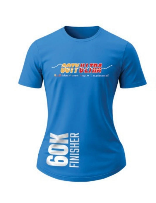 Ladies Fit - 60 K Finisher T-Shirt – Personalized with Name & Official Finish Time