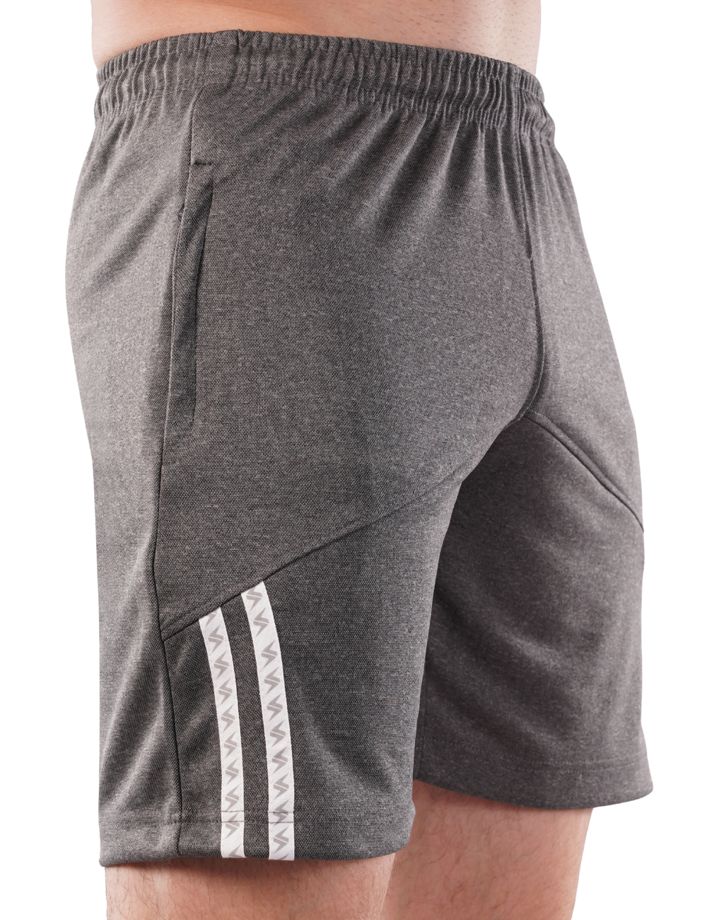 MEN'S ATHLETIC SHORTS WITH ZIP POCKET - B09 GREY