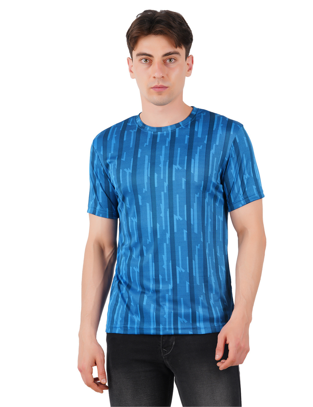 DRY FIT ROUND NECK T SHIRT - BLUE & BLACK - S91