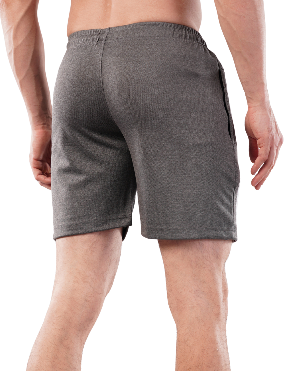 MEN'S ATHLETIC SHORTS WITH ZIP POCKET - B09 GREY