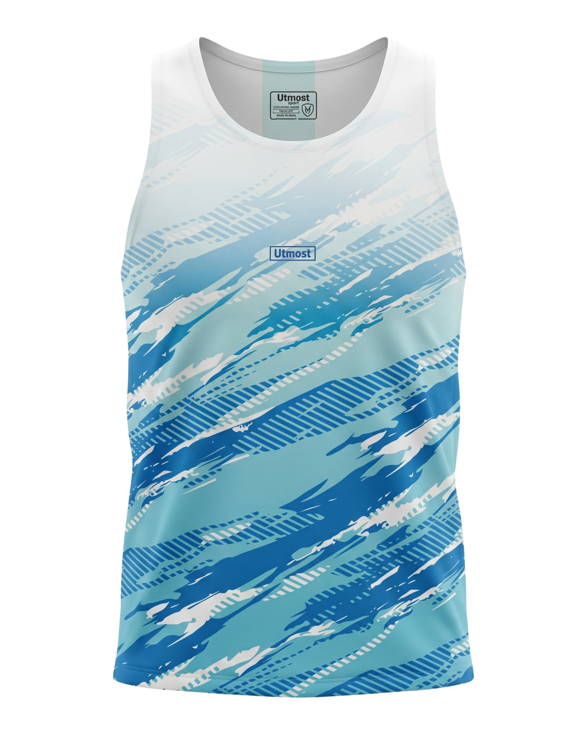 Seamless Dry Fit Singlet A53M Print - White and Blue