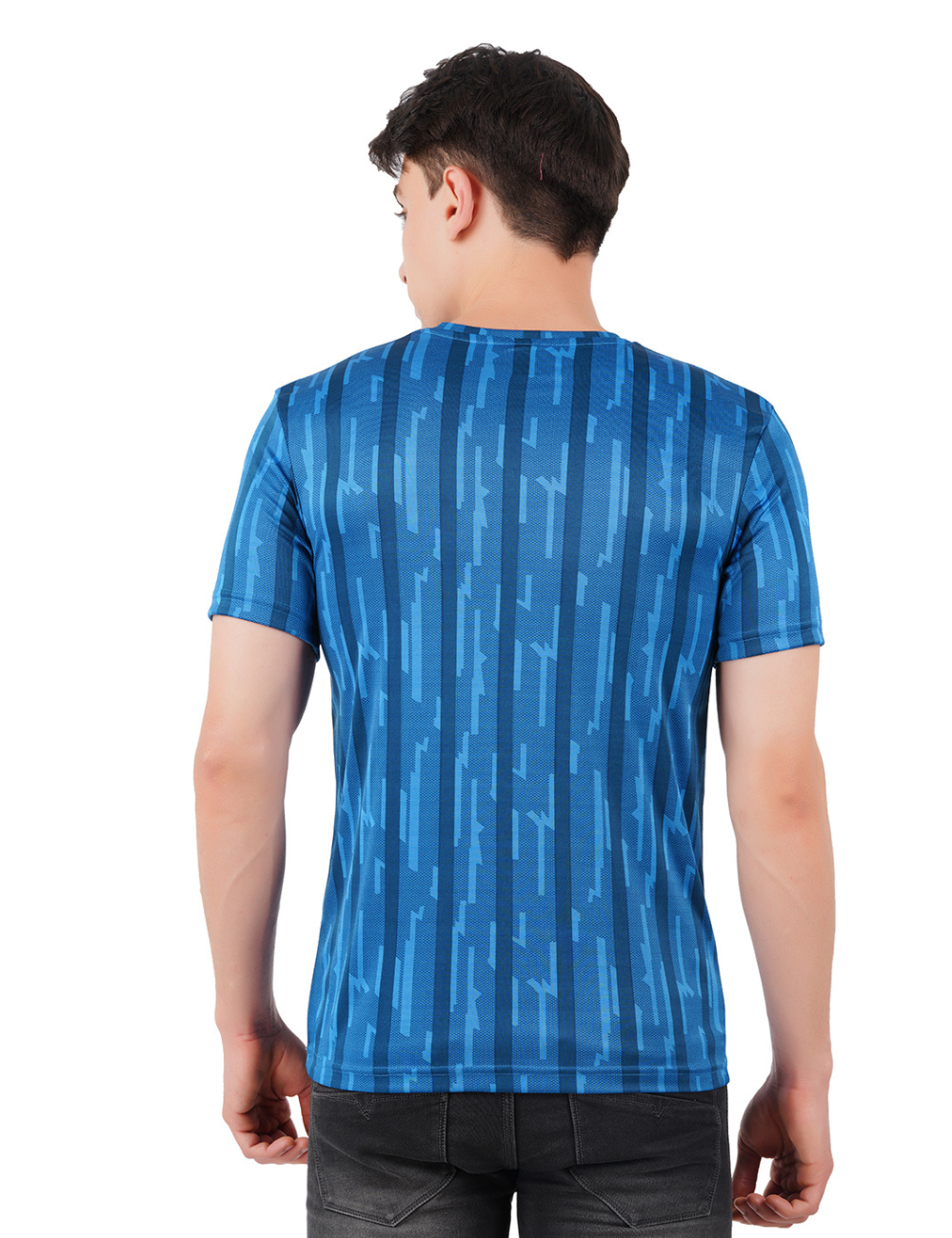 DRY FIT ROUND NECK T SHIRT - BLUE & BLACK - S91