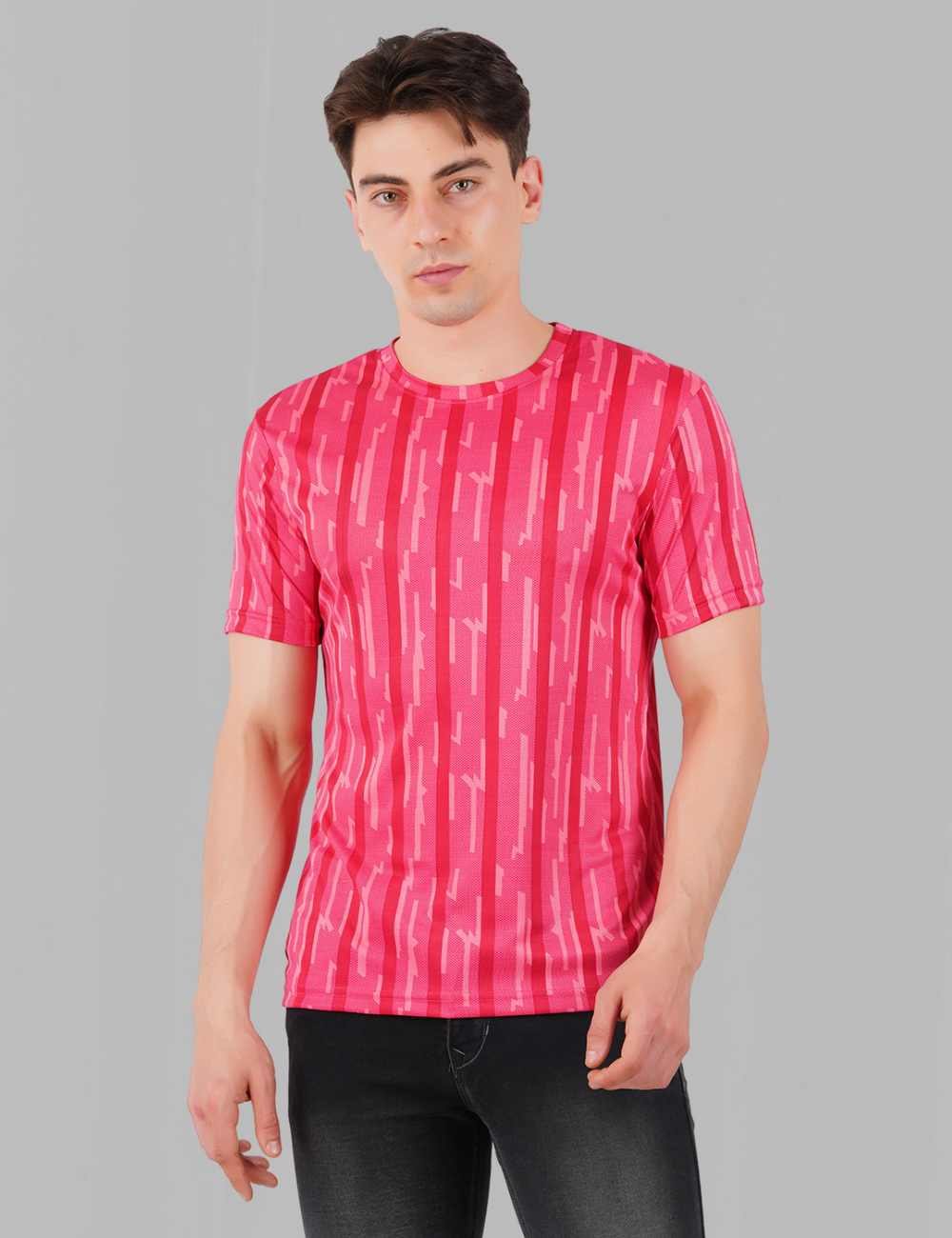 DRY FIT ROUND NECK T SHIRT - PINK & RED - S92
