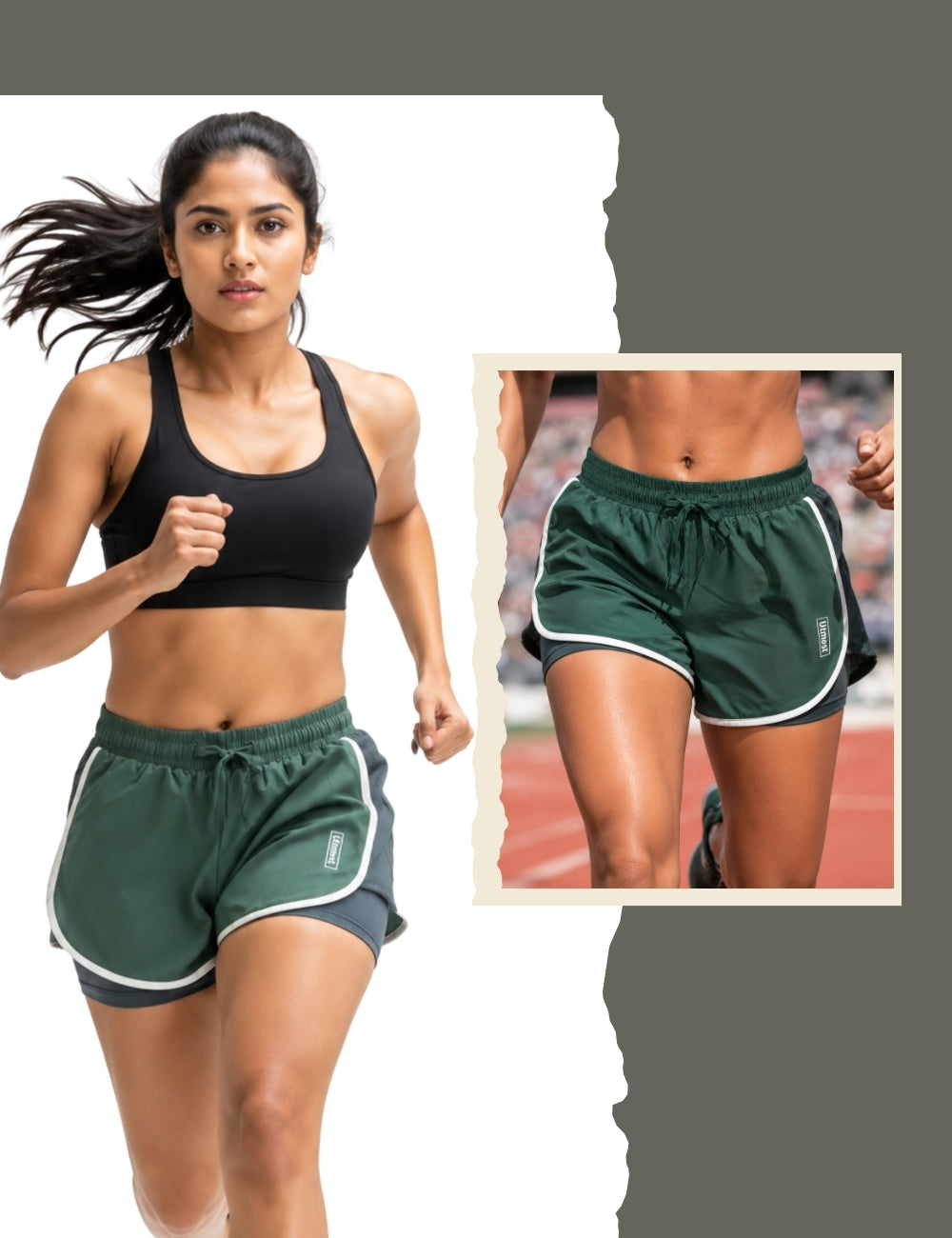 Ladies light weight Running Shorts - C802 (Olive)