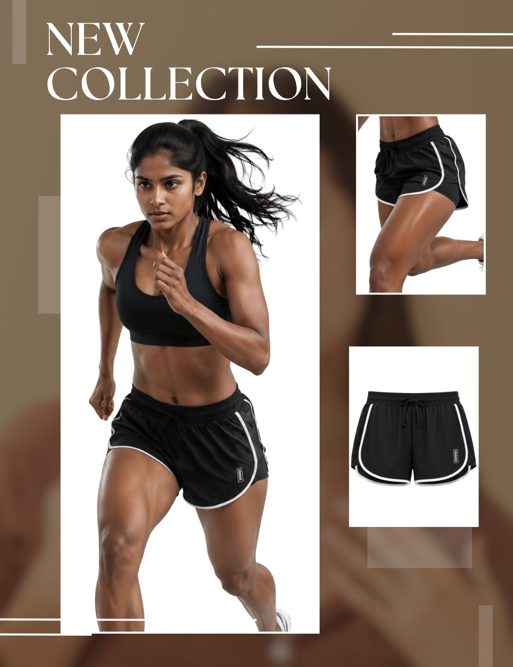 Ladies light weight Running Shorts - C802 (Black)