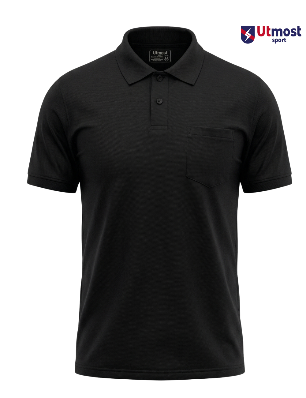 POLYSTER POLO T SHIRT WITH POCKET - A14 BLACK