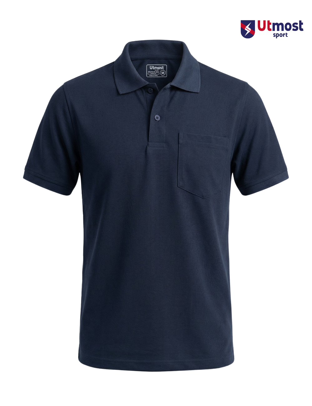 POLYSTER POLO T SHIRT WITH POCKET - A14 NAVY