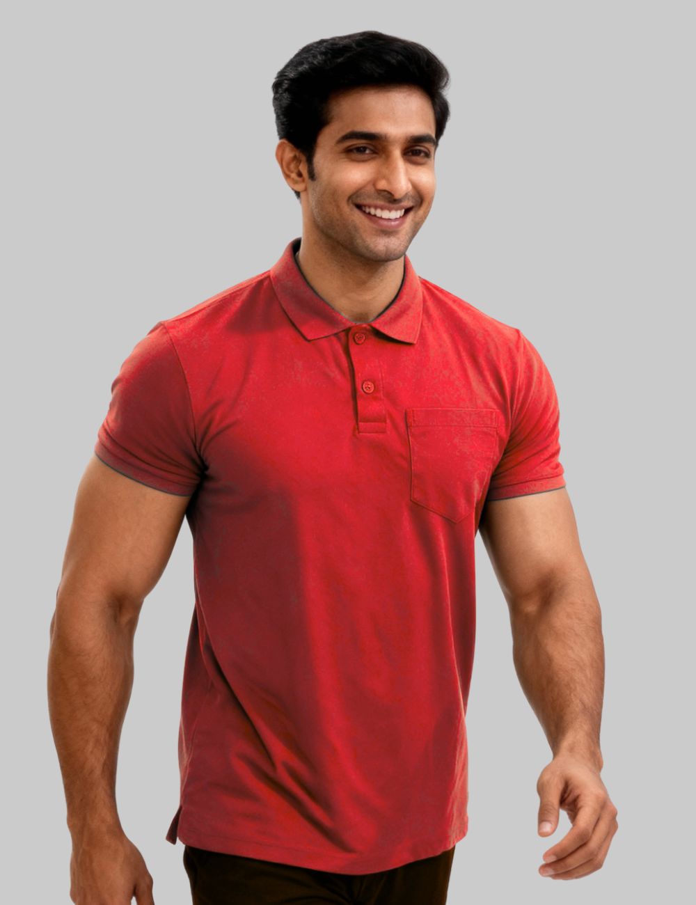 POLYSTER POLO T SHIRT WITH POCKET - A14 RED