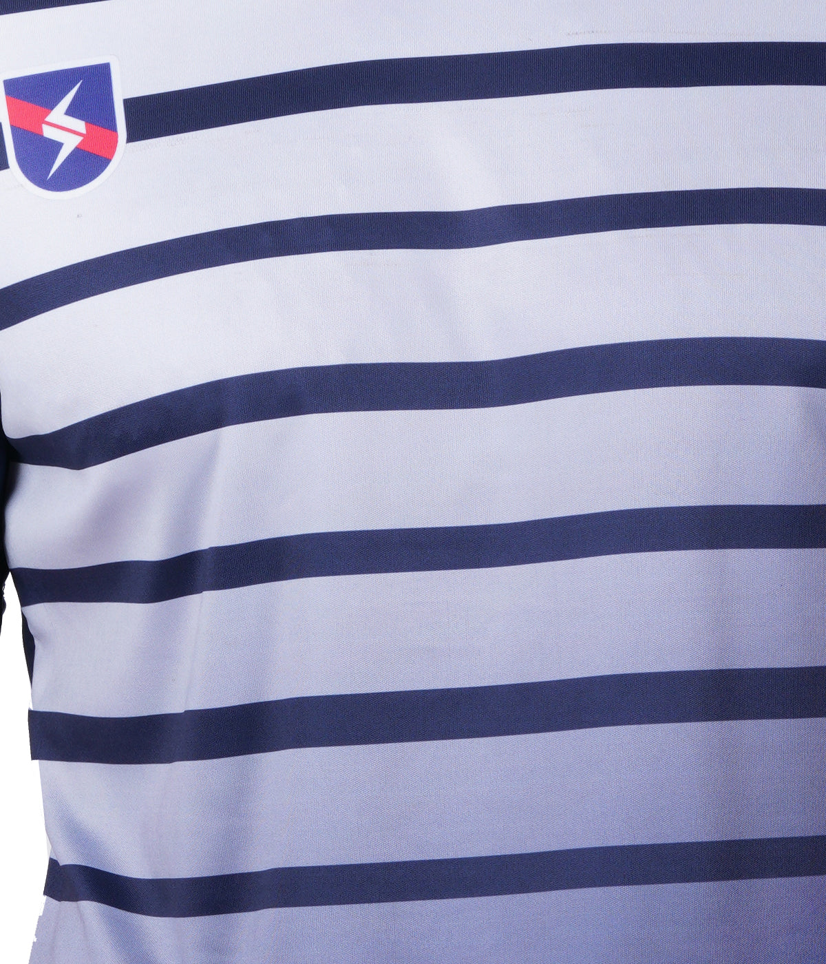 DRY FIT ROUND NECK T SHIRT - NAVY BLUE AND WHITE STRIPS - S17