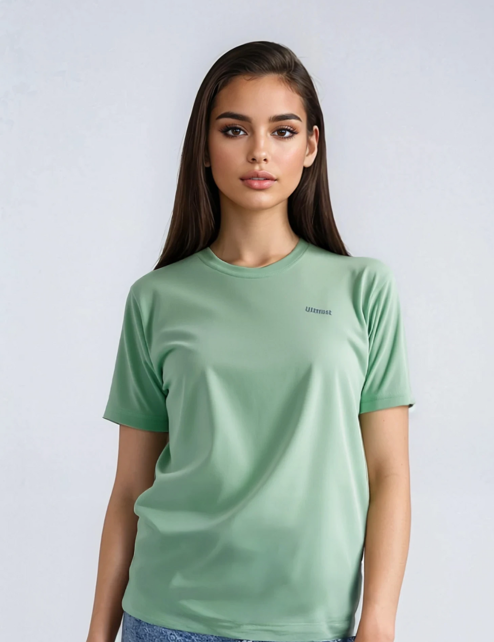 LADIES ROUND NECK PLAIN DRY FIT T SHIRT - XO2 Olive Green  (REGULAR FIT)
