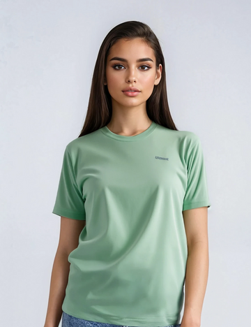 LADIES ROUND NECK PLAIN DRY FIT T SHIRT - XO2 Olive Green  (REGULAR FIT)
