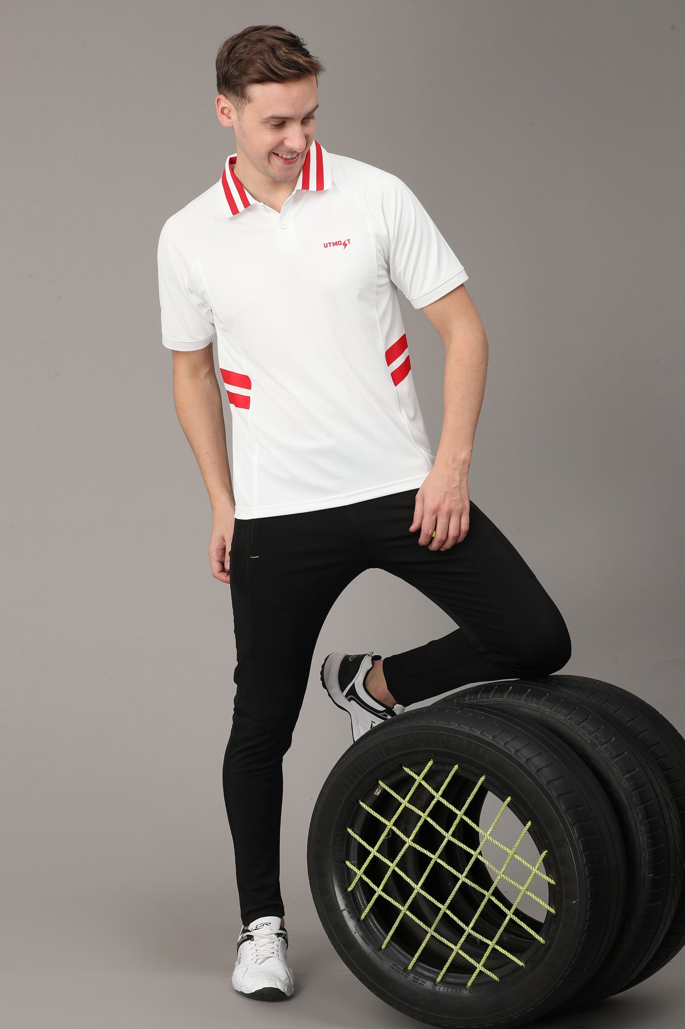 Stripe White Polo T-Shirt