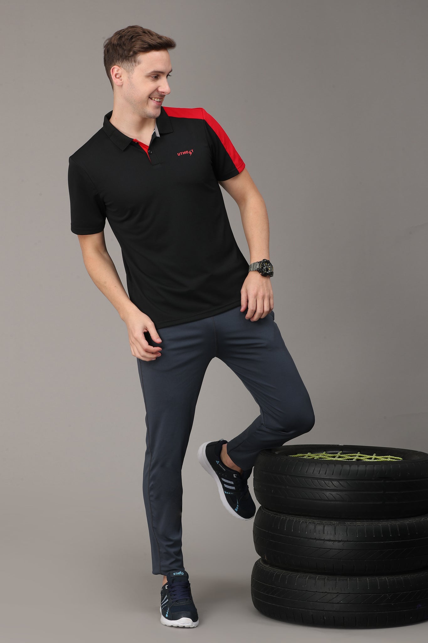Red On Black Polo T-Shirt