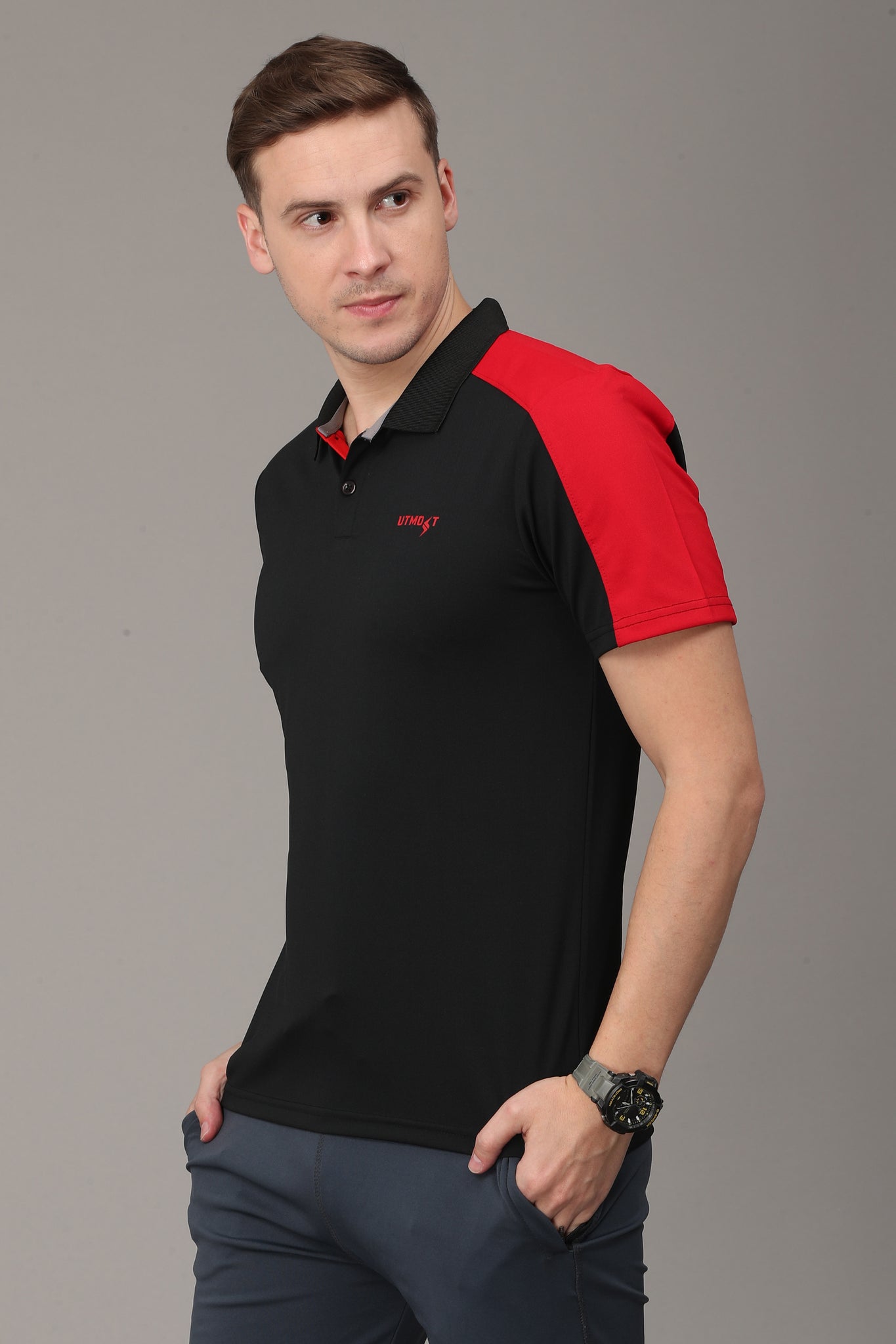 Red On Black Polo T-Shirt