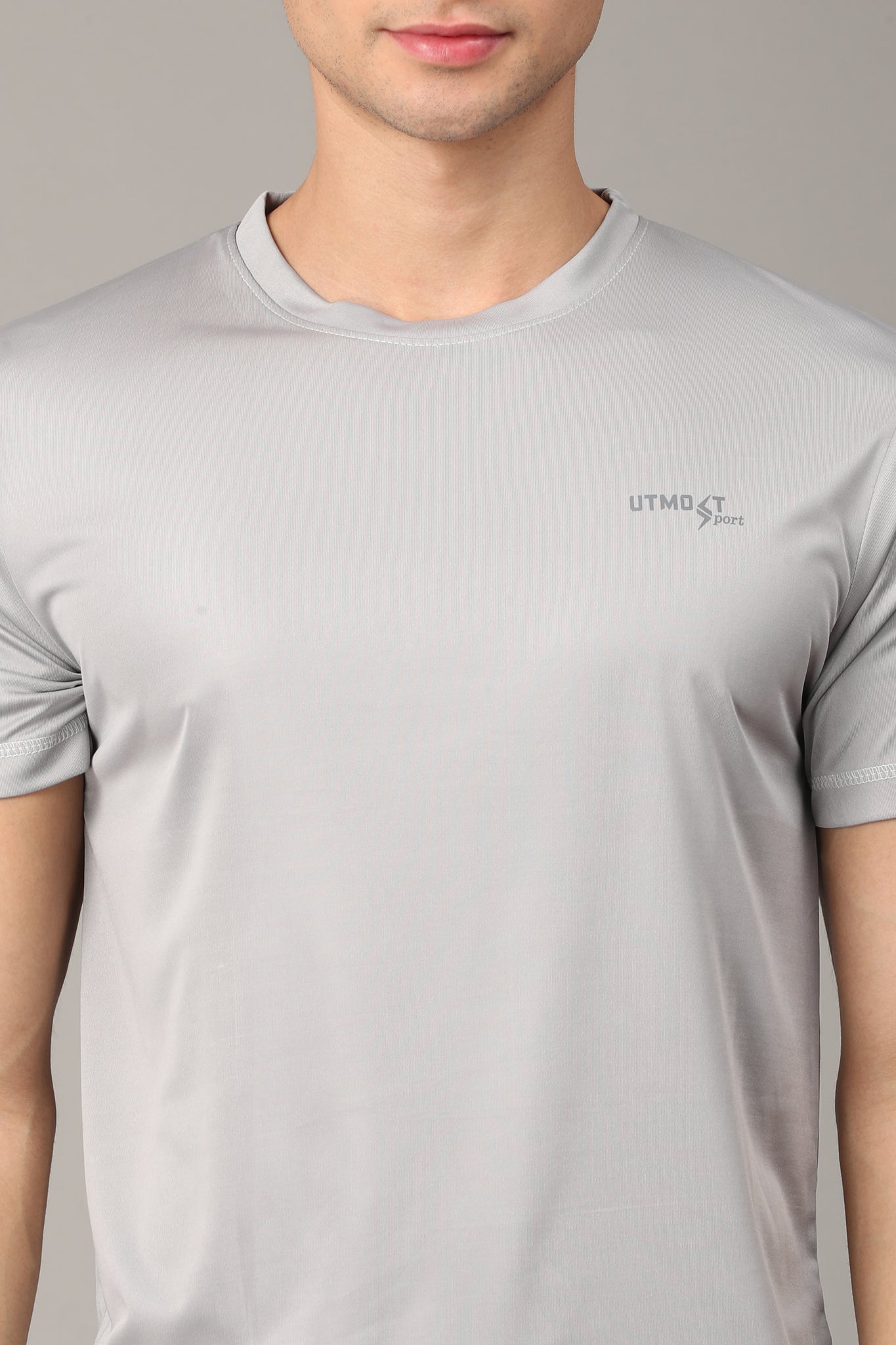 Grey Solid Crew Neck T-Shirt